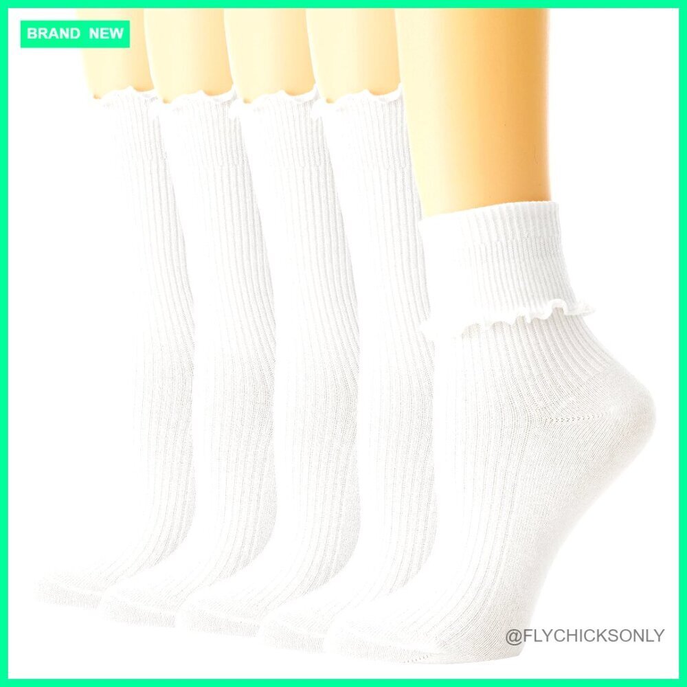 Ruffle Crew Socks Women's Cotton Ankle Dress Socks Size 5-9